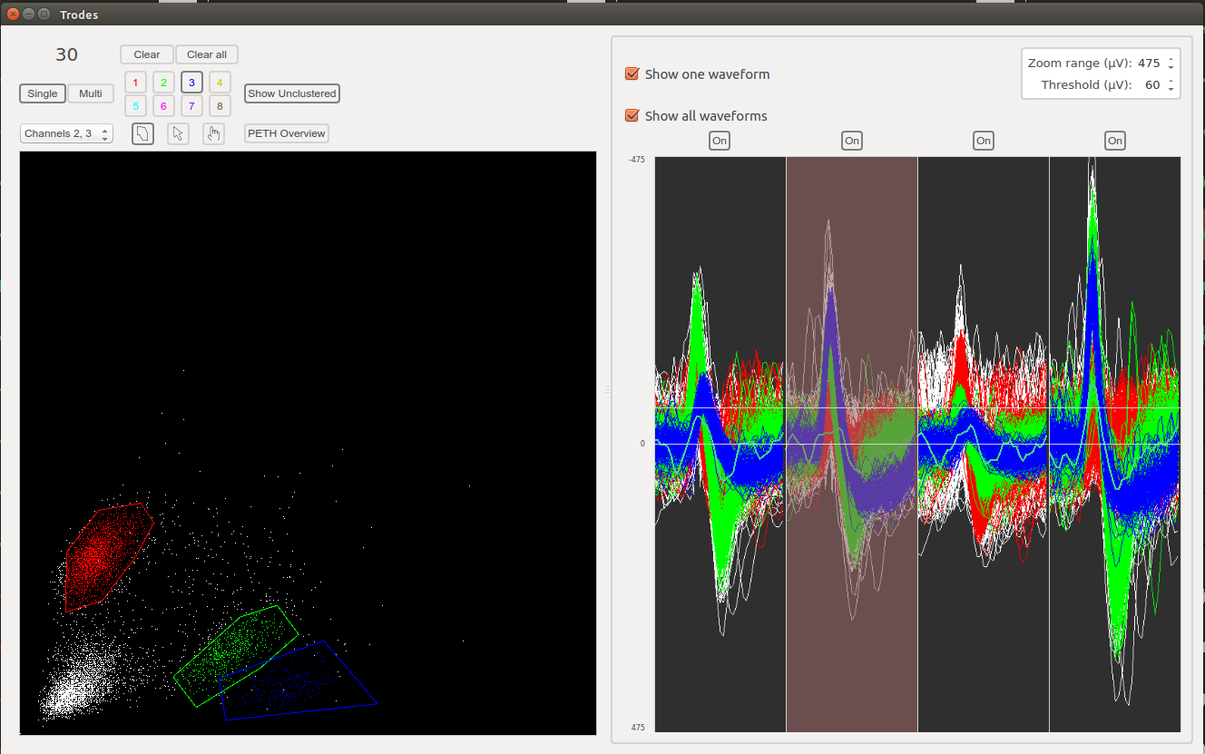 Spike display, all clusters